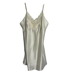 Vintage 90s Victorias Secret Camisole Size Large Cami Lace White Satin Lingerie